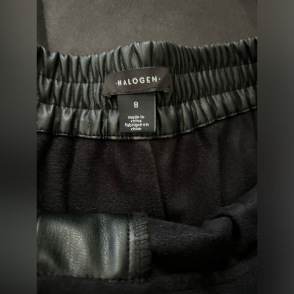 HALOGEN Faux Leather Wide Leg Pants in Rich Black - Picture 6 of 9